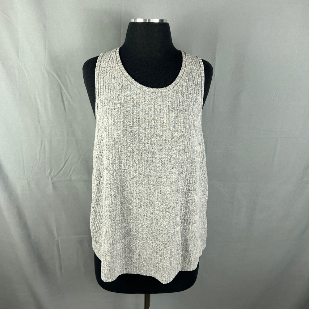 Set Of 2 Gapbody Sleeveless Tank Top Womens XL Gray Black Ribbed Knit Scoop Neck
